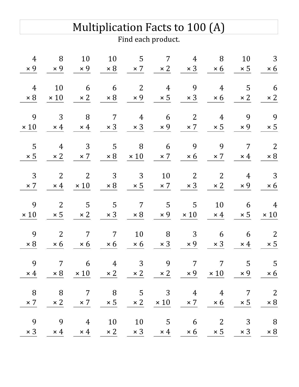 Multiplication Worksheets Printable Free