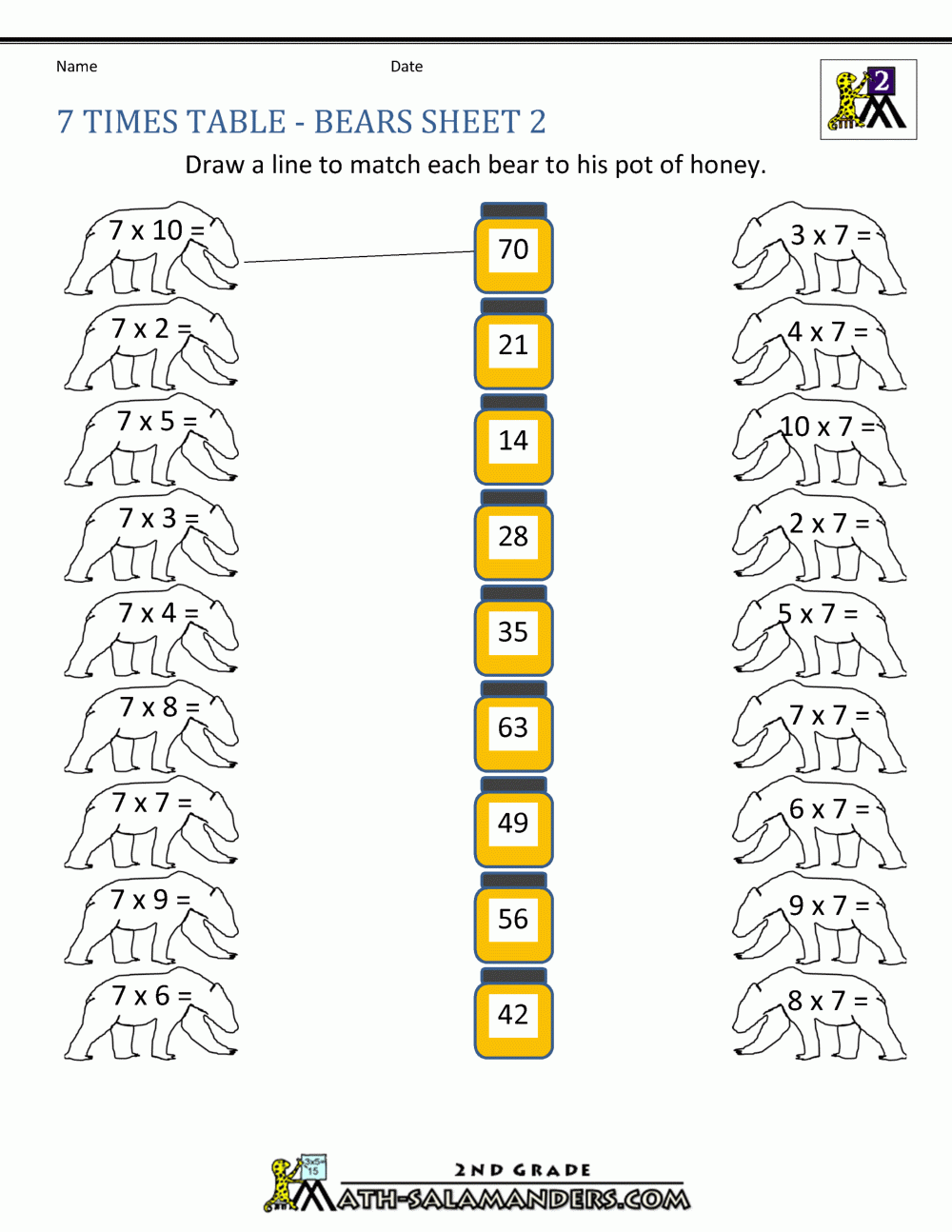 7 Times Tables Worksheets Printable