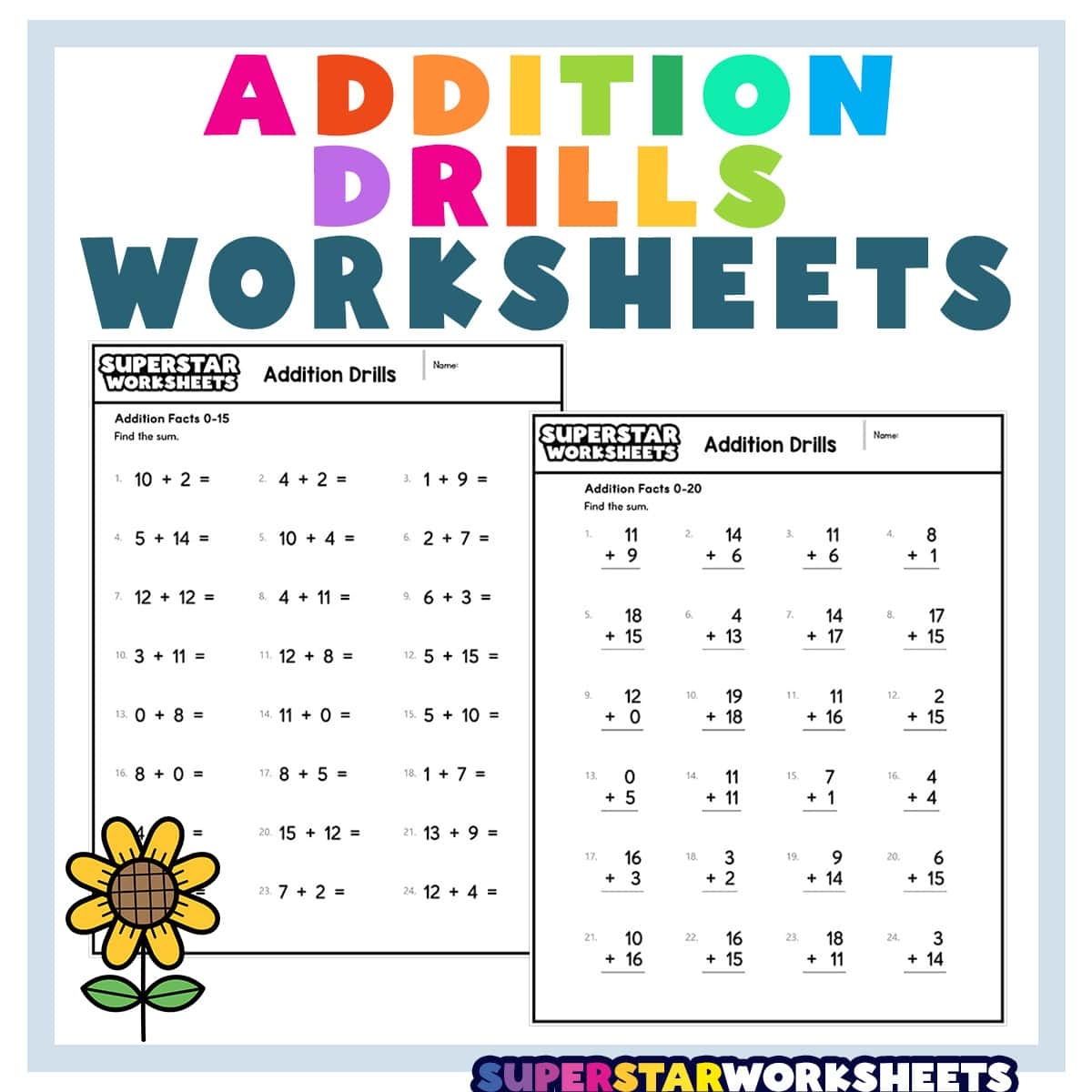 Addition Facts Worksheets Free Printable
