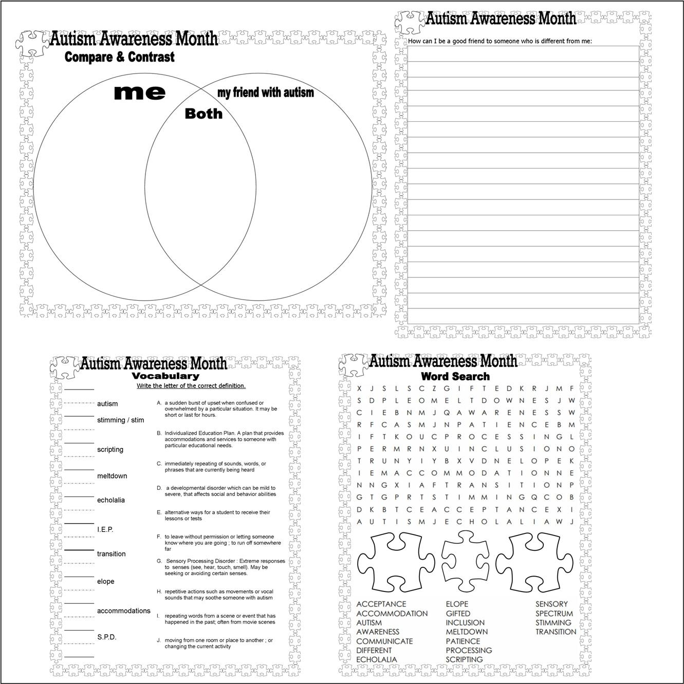 Autism Awareness In The Classroom Worksheets Decor Made By Teachers