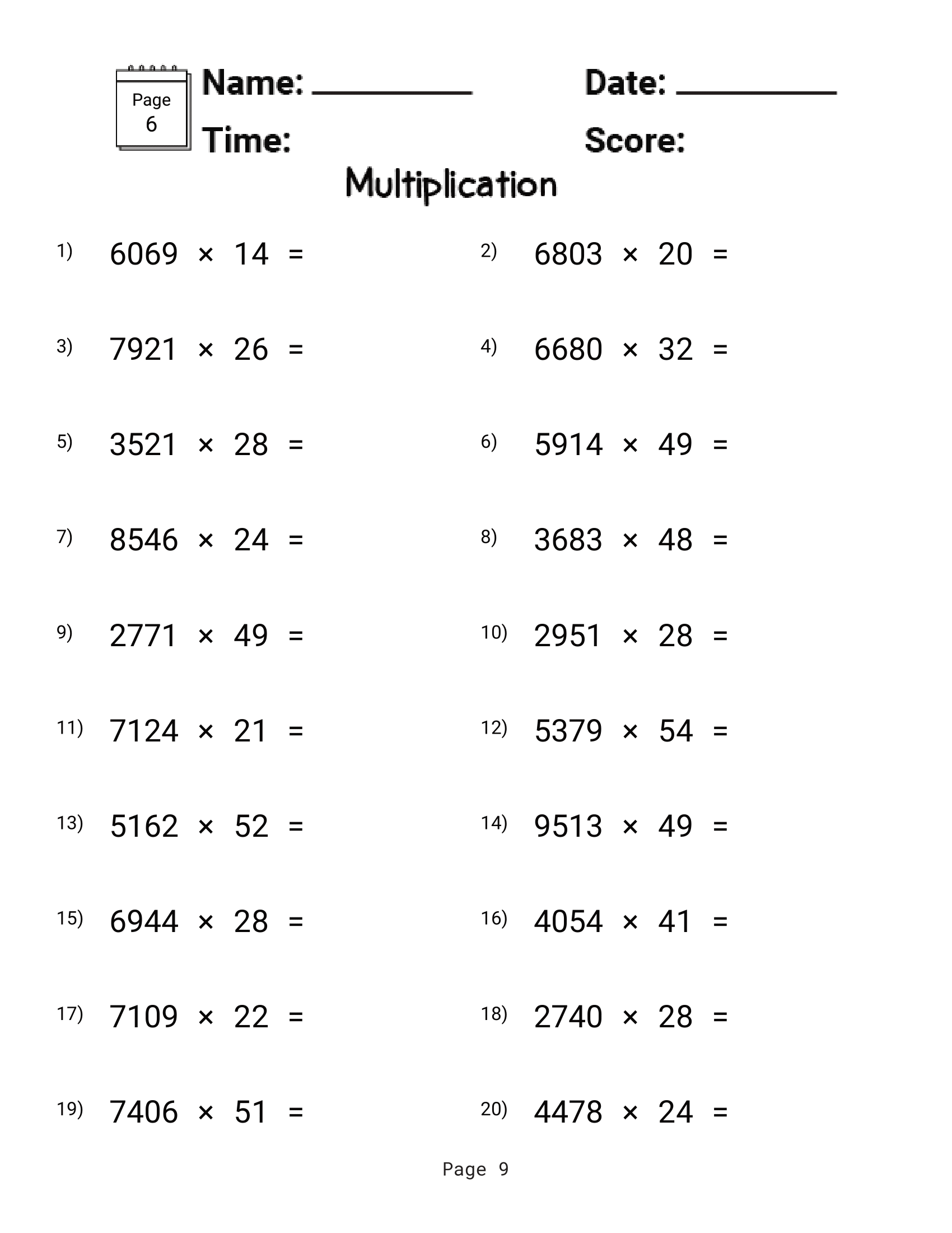 6th Grade Free Printable Worksheets
