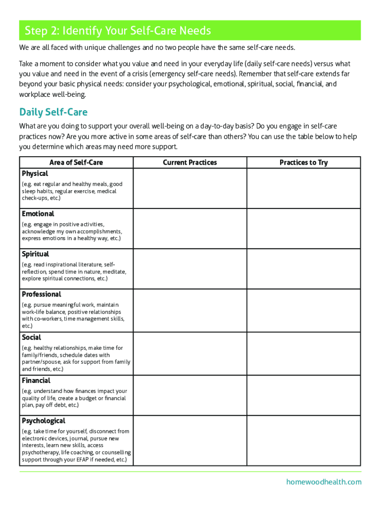 Building Self Care Plan Free Fill Out Sign Online DocHub