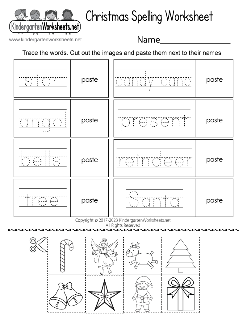 Christmas Spelling Worksheet Free Printable Digital PDF