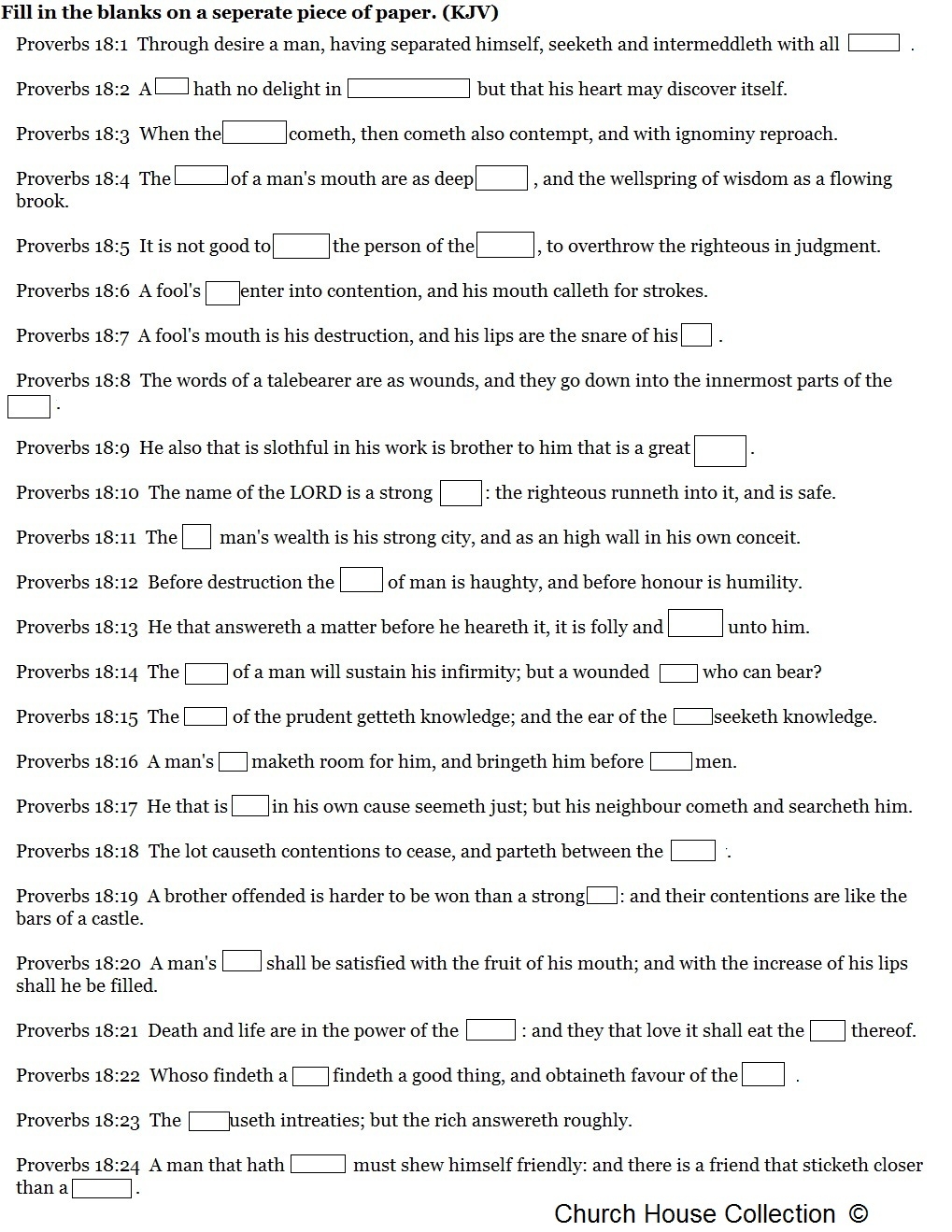 Church House Collection Blog Bible Fill In The Blank For Proverbs 18 1 24