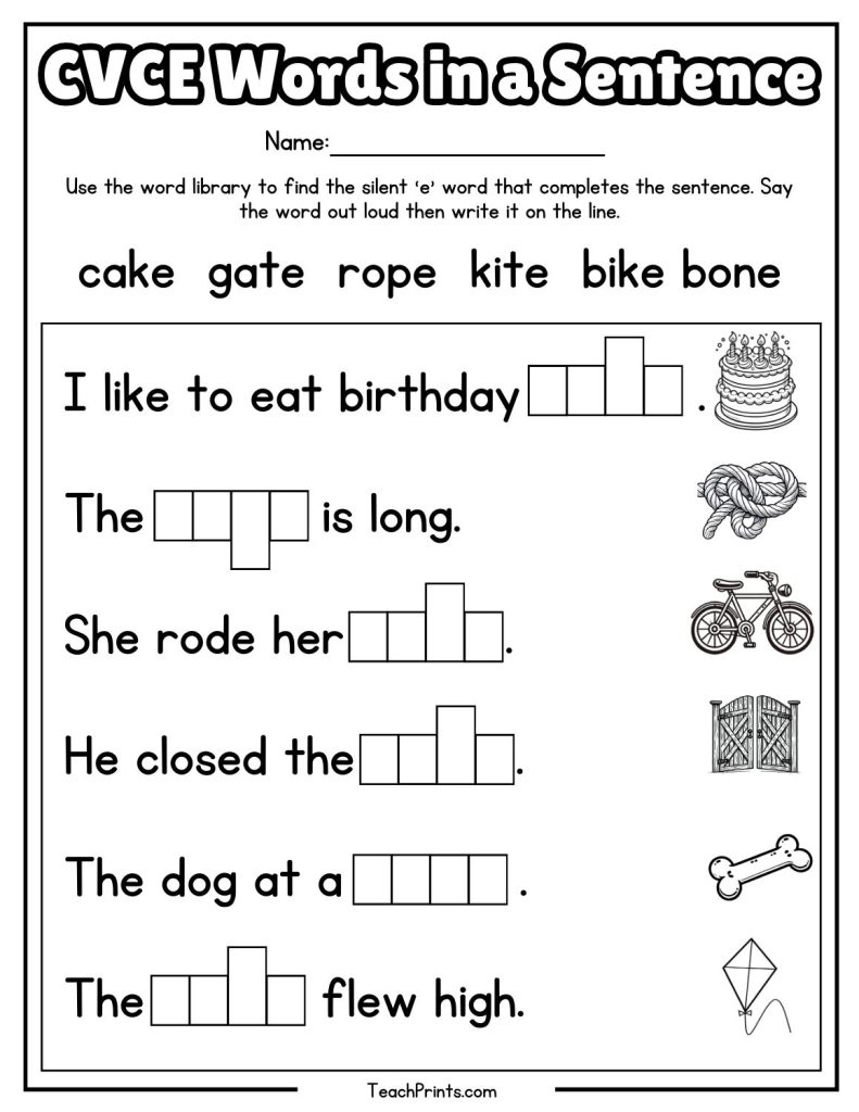 CVCE Worksheets 9 Free PDF Printables Teach Prints