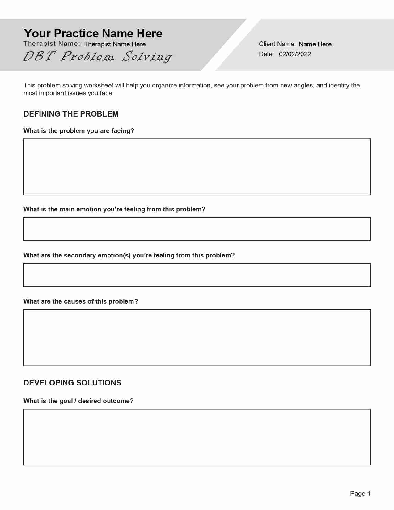 Printable Dbt Worksheets
