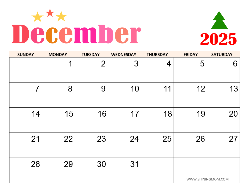 December 2025 Printable Calendar