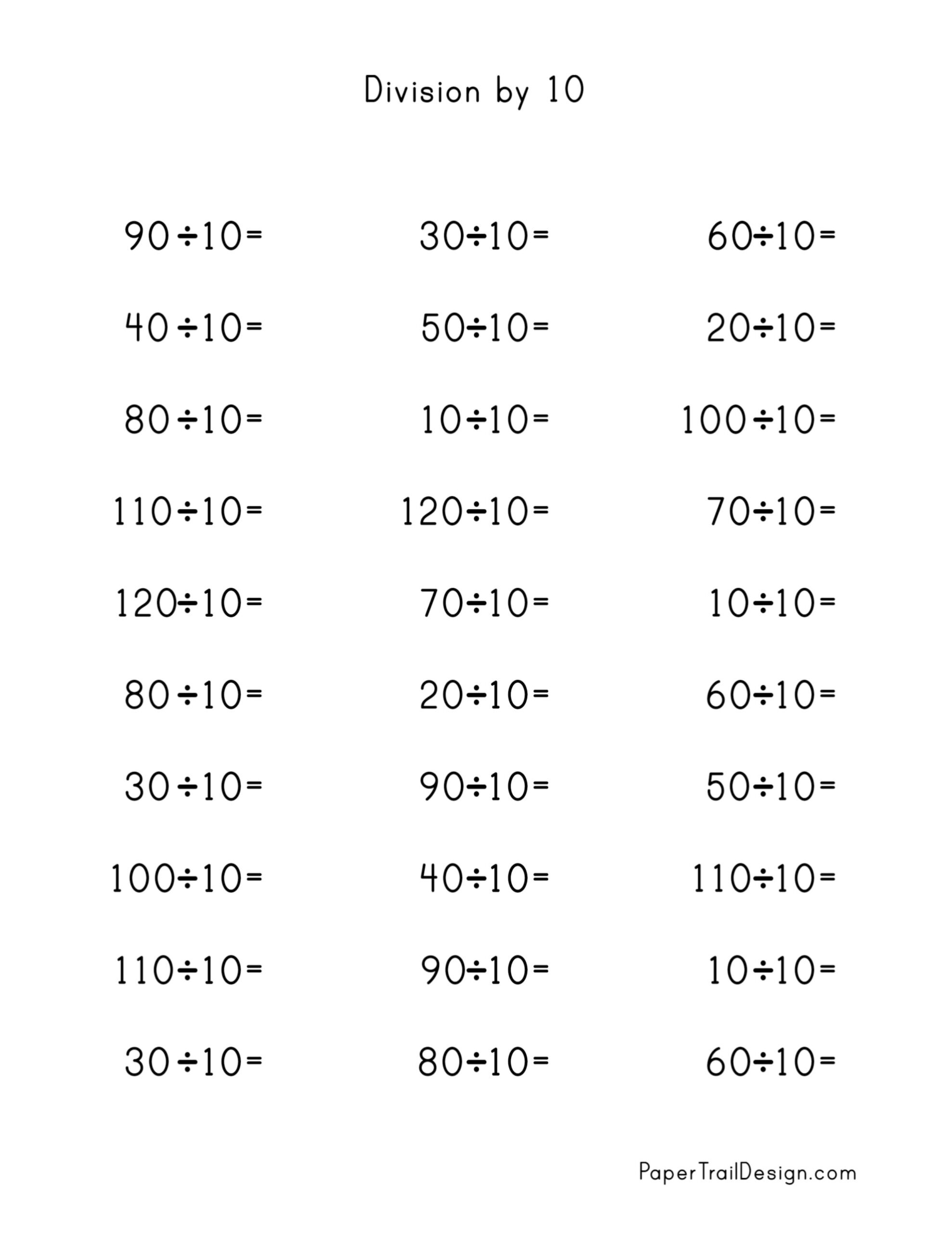 Division Worksheets For Division Facts 1 12 Paper Trail Design