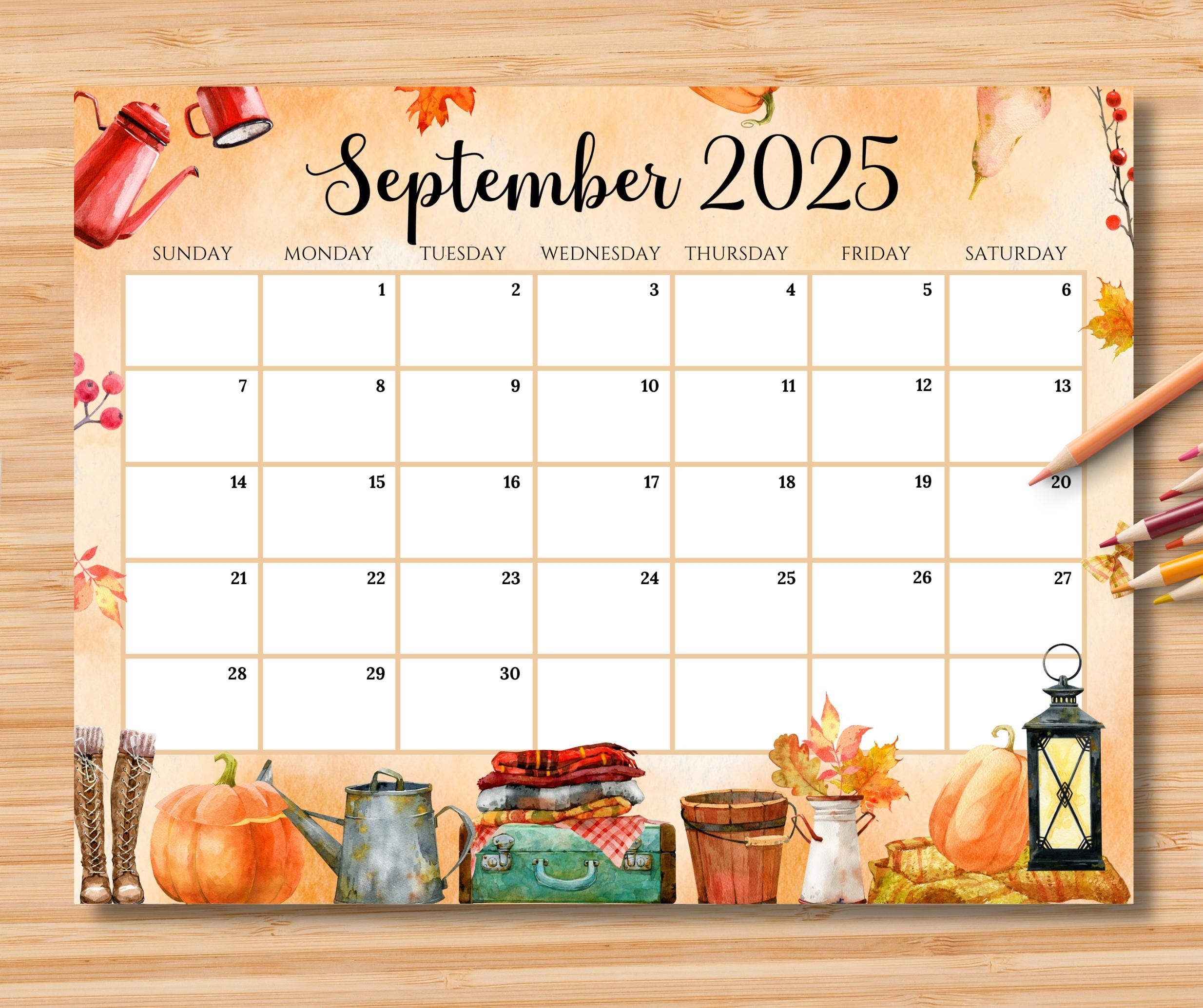 EDITABLE September 2025 Calendar Beautiful Cozy Fall Autumn Printable Kids School Schedule Classroom Calendar Instant Download Etsy Sweden