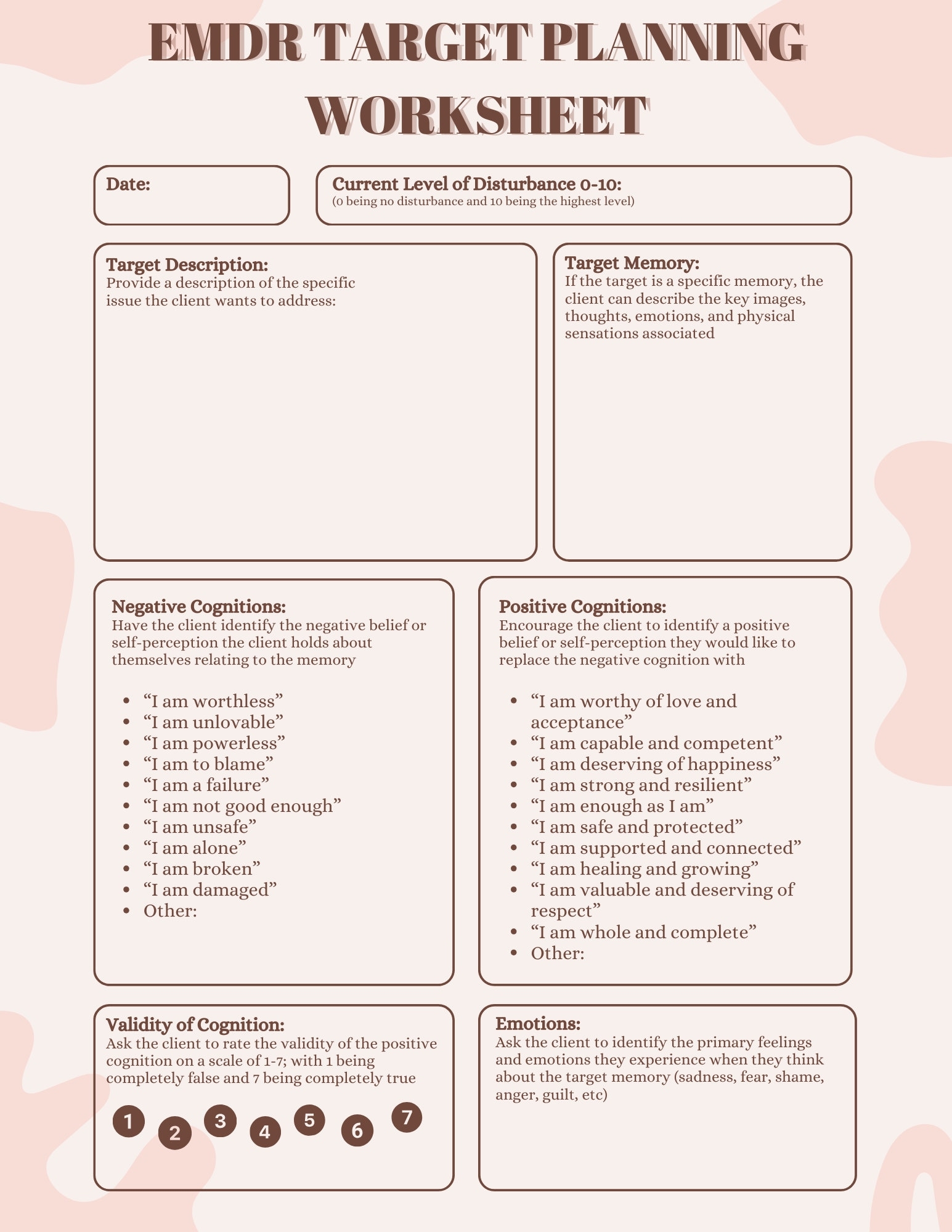 Printable Emdr Worksheets