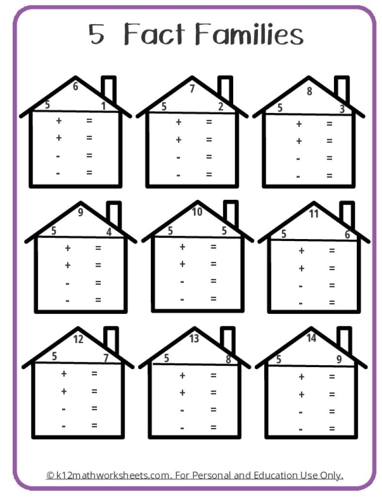 Free Printable Fact Family Worksheets