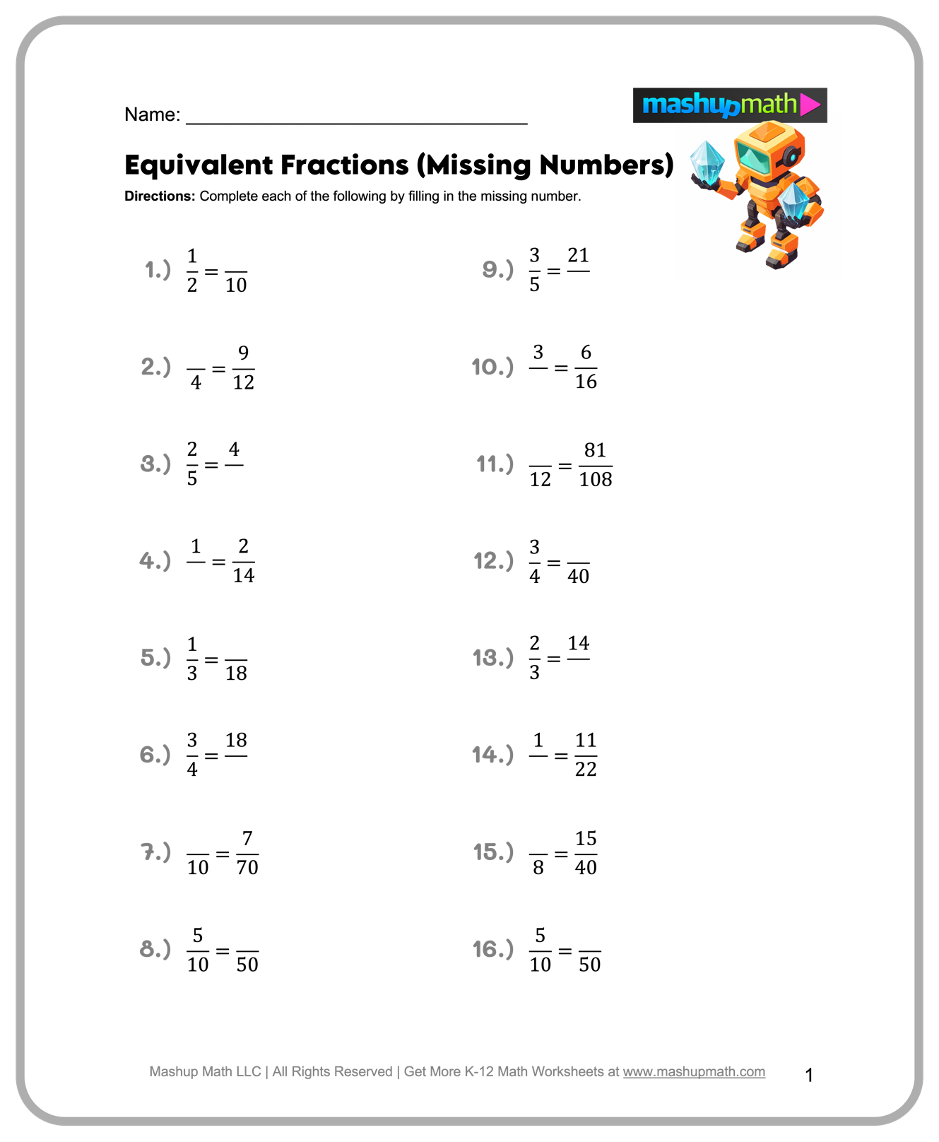 6th Grade Math Worksheets Printable