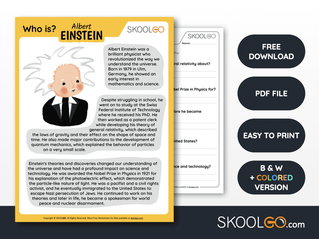 Free Biography Printable Worksheets SKOOLGO