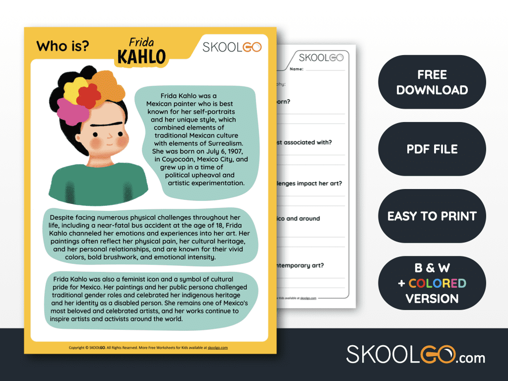 Free Biography Printable Worksheets SKOOLGO