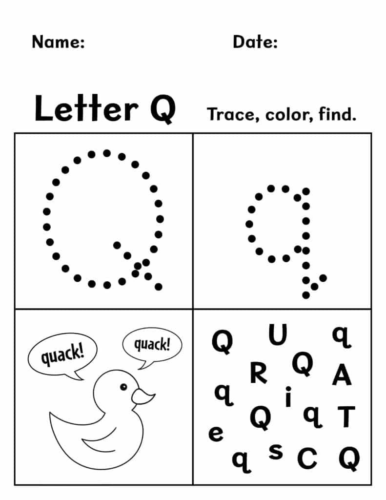 Free Printable Letter Q Worksheets For Preschoolers