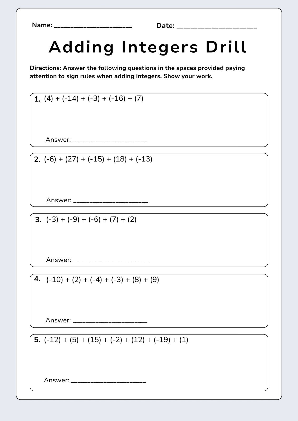 Free Printable 8th Grade Math Worksheets