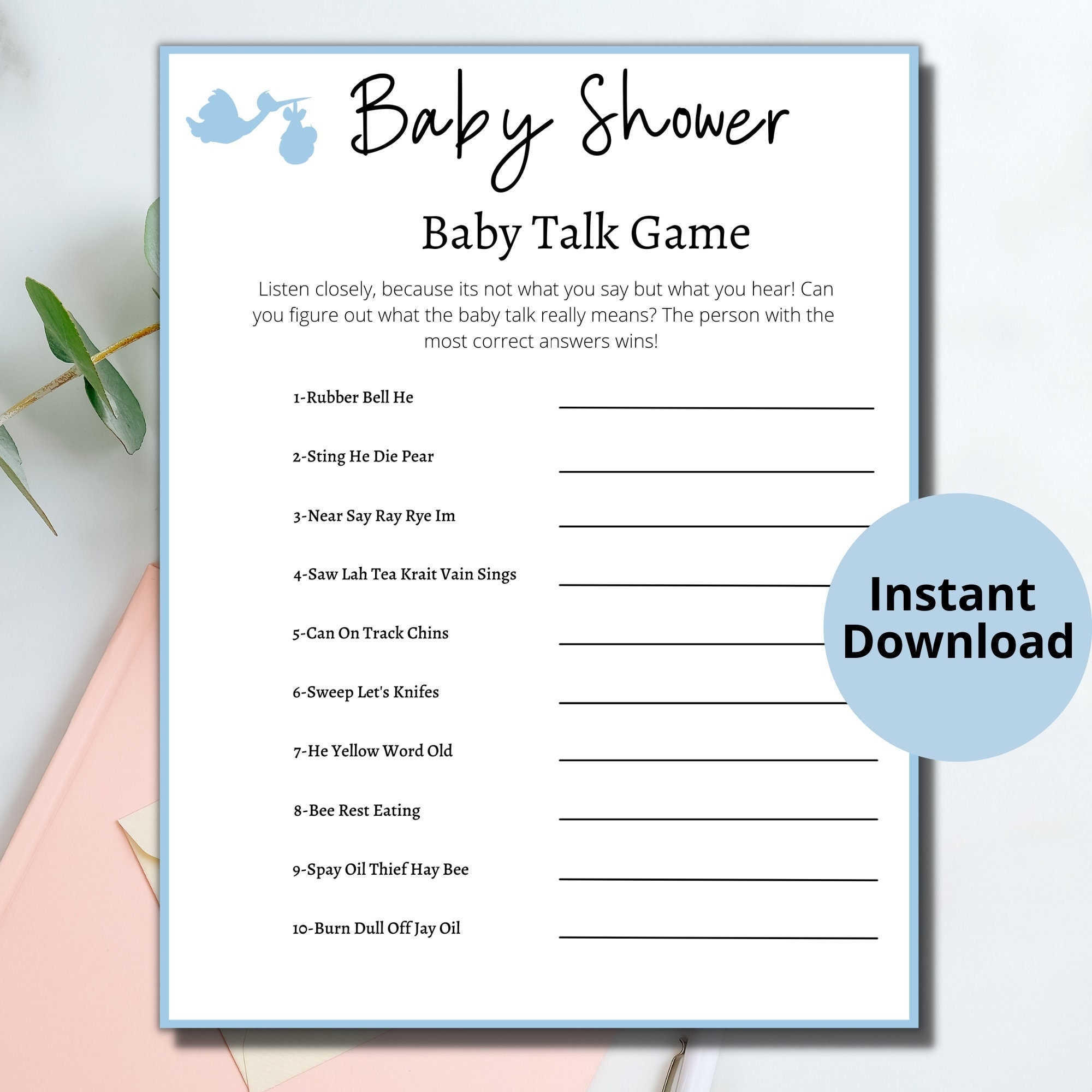Free Printable Baby Shower Games Etsy