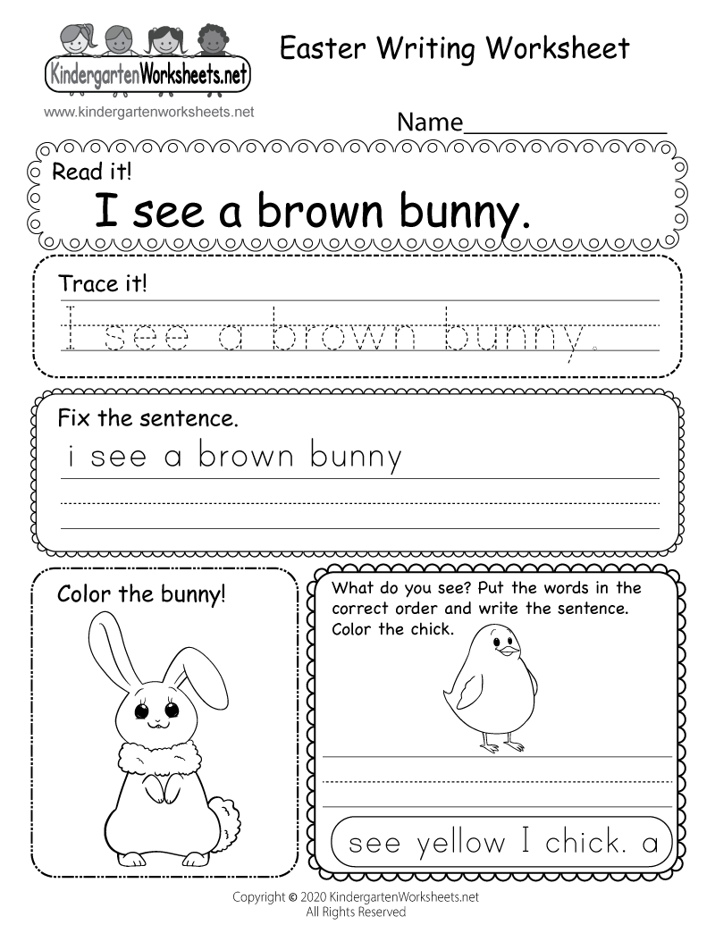 Free Printable Easter Writing Worksheet