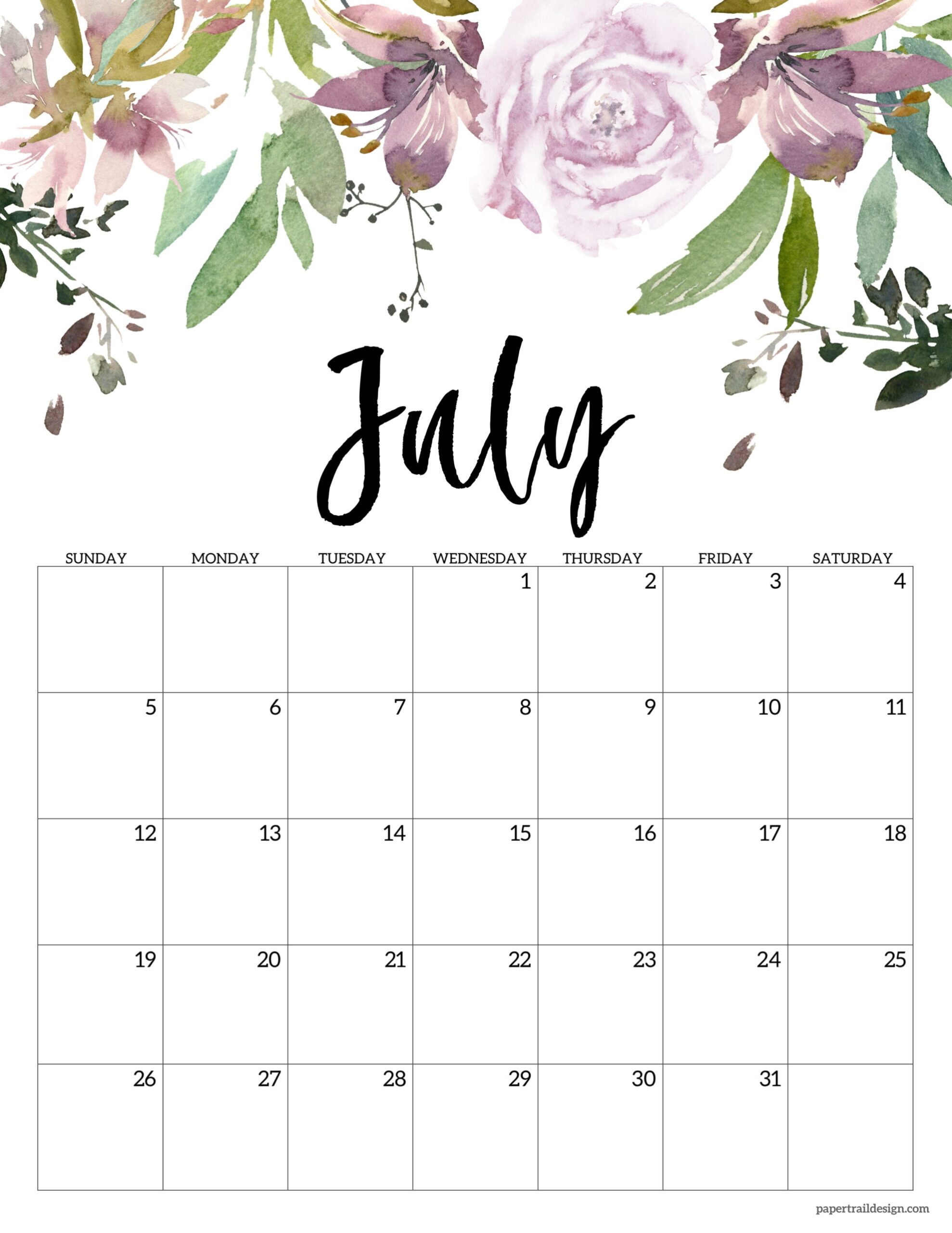July Calendar 2026 Printable