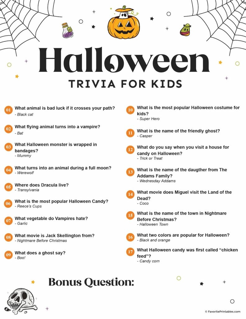 Printable Trivia Worksheets