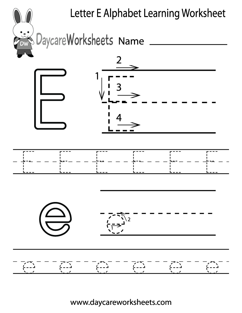 Printable Letter E Worksheets