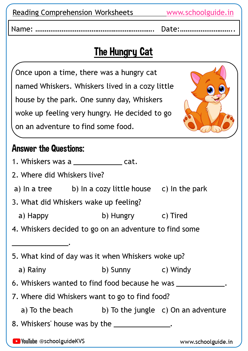 Free Printable Reading Comprehension Worksheets For Grade 1