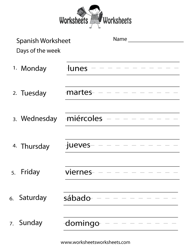 Free Spanish Worksheets Printable