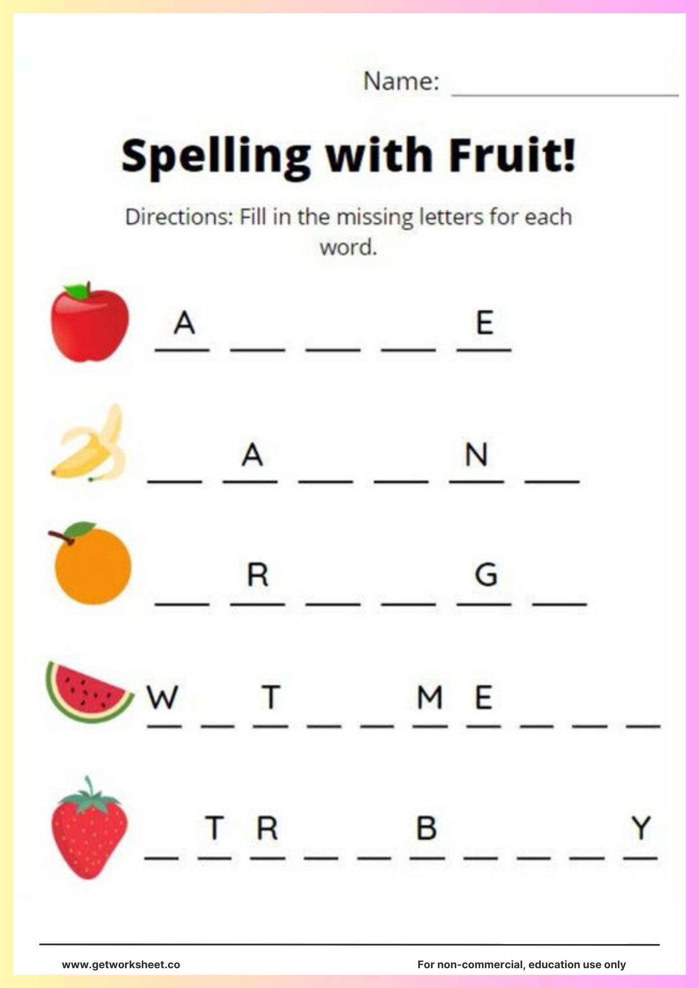 Spelling Worksheets Printable