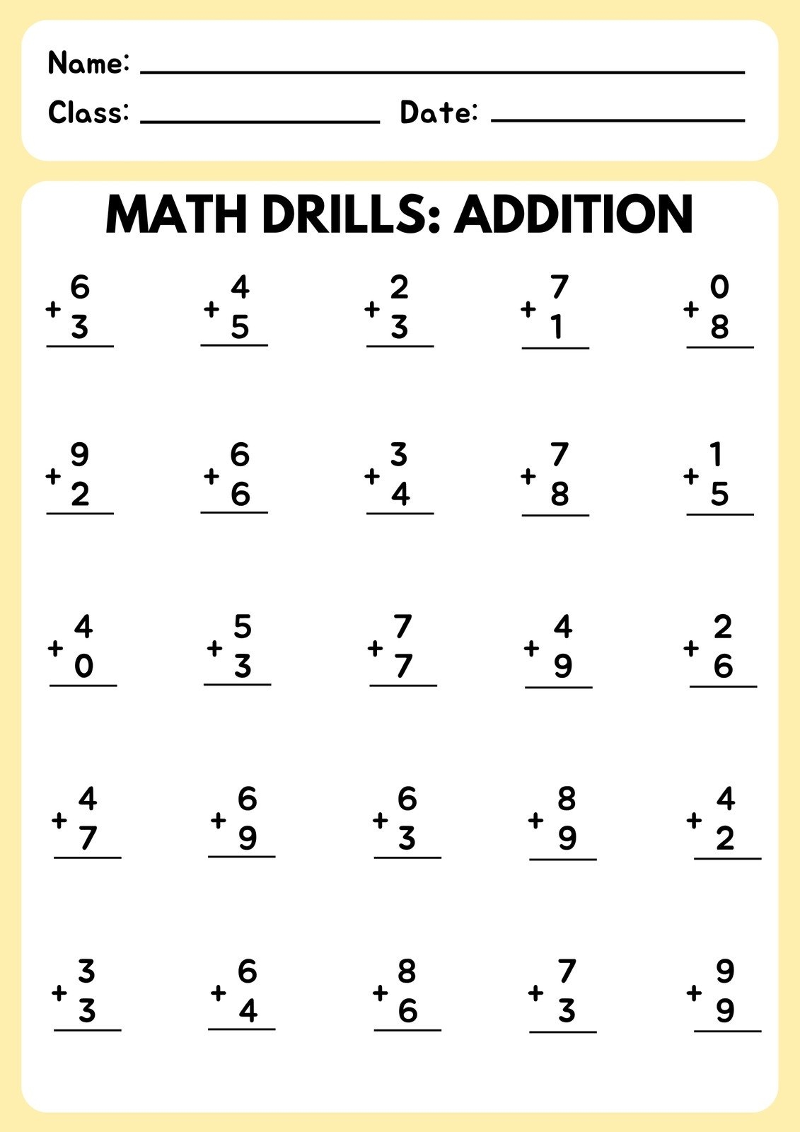 Free To Print And Edit Addition Worksheet Templates Canva