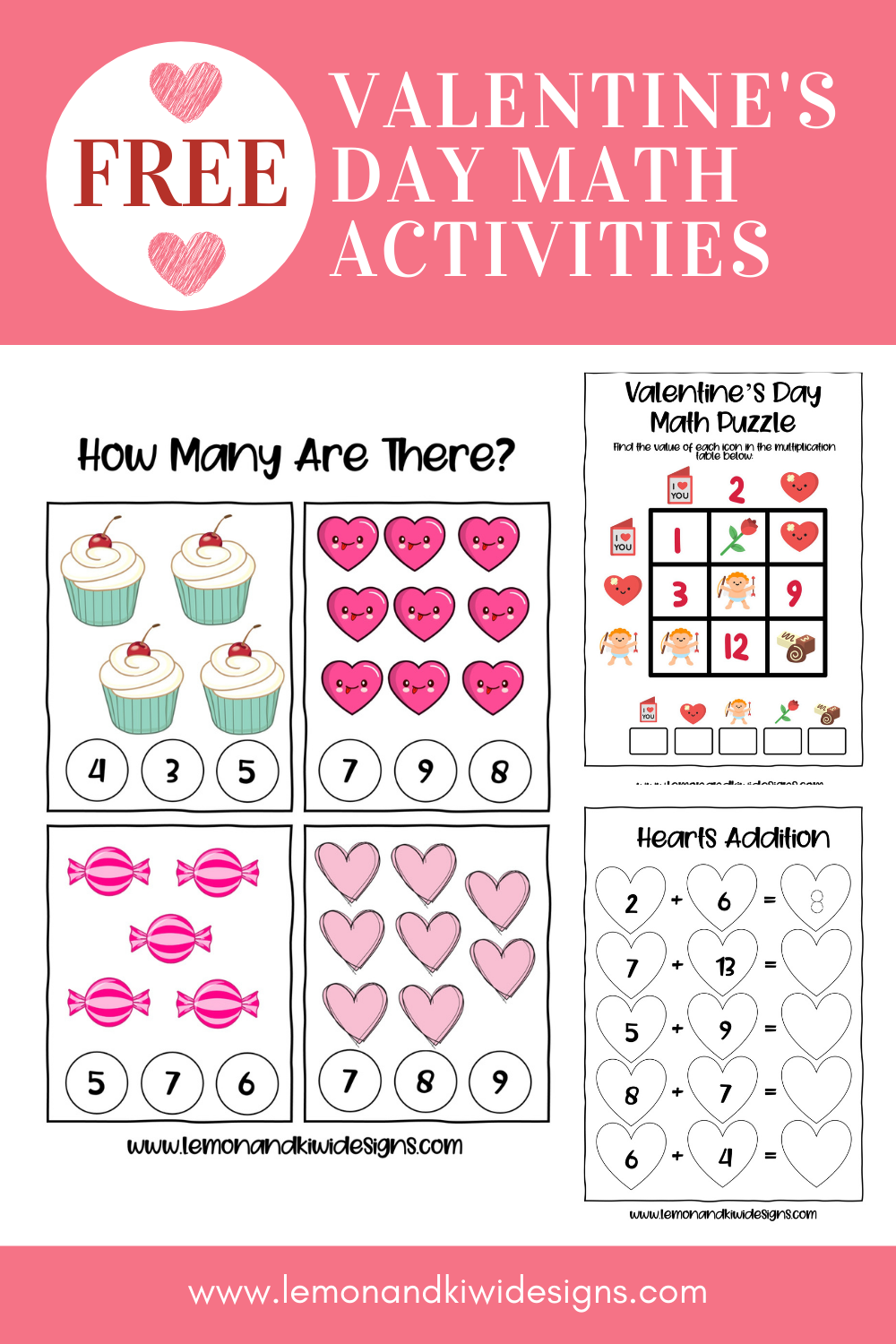 Free Printable Valentine\'s Day Math Worksheets