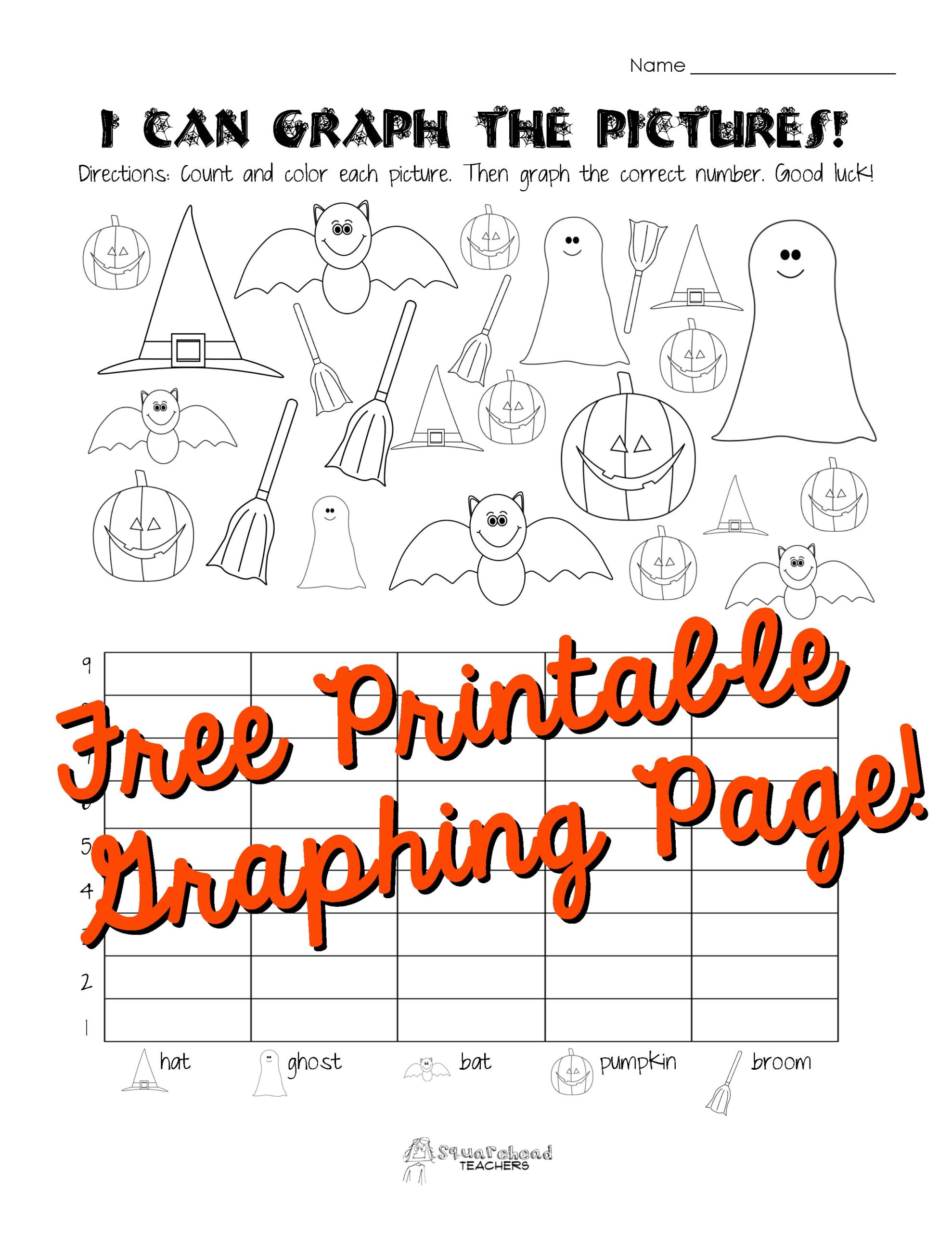 Halloween Graphing Page Kindergarten First Grade Squarehead Teachers