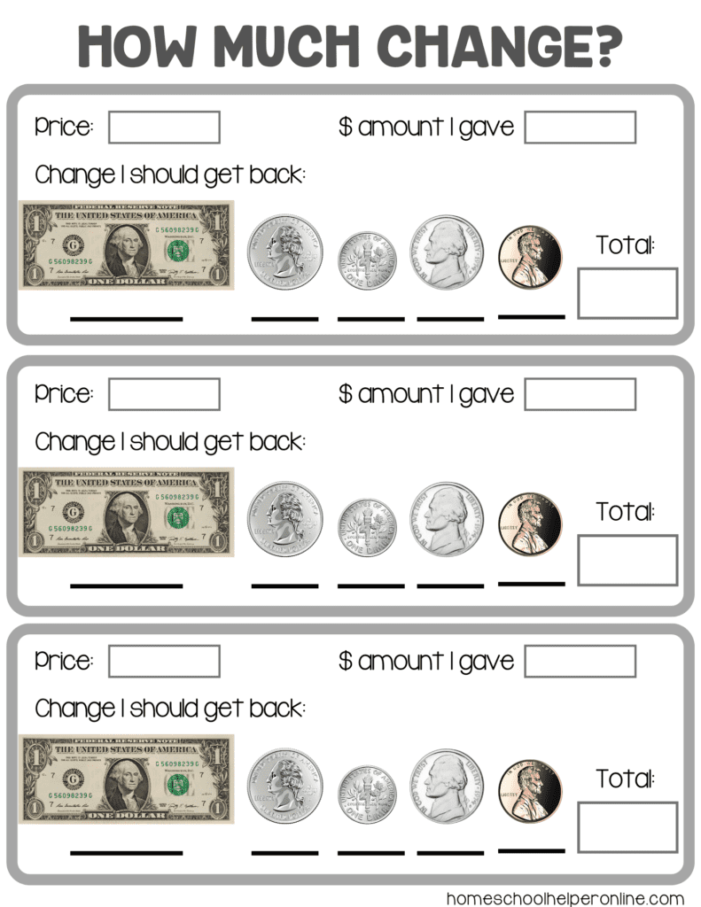 How Much Change Money Math Worksheets For Elementary Students Homeschool Helper Online