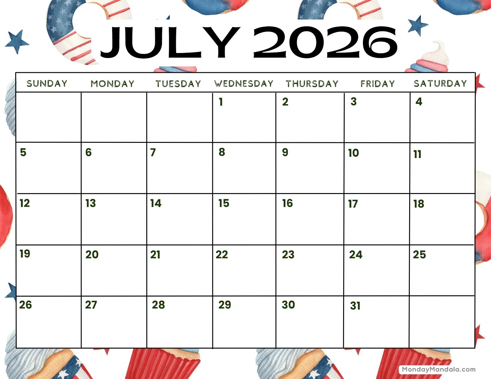 July 2026 Calendars 52 Free PDF Printables 