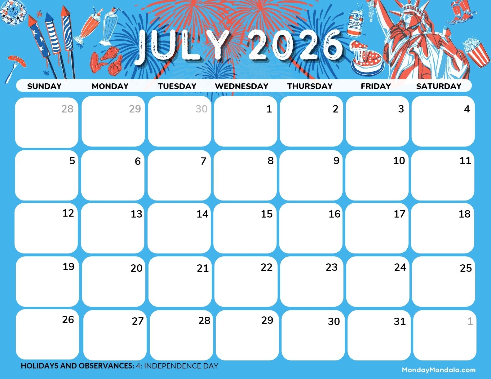 July 2026 Calendars 52 Free PDF Printables 