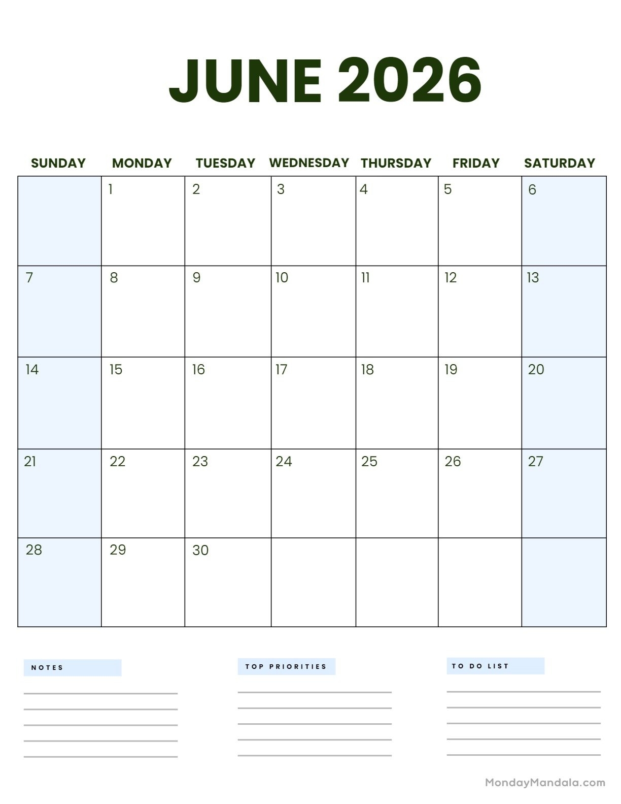 June 2026 Calendars 52 Free PDF Printables 