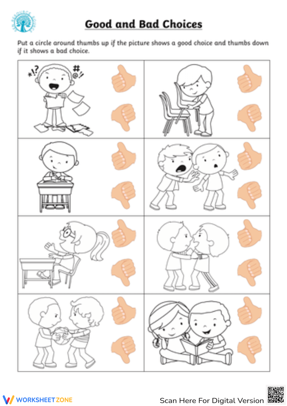 Kindergarten Good Choices Bad Choices Worksheets 2025