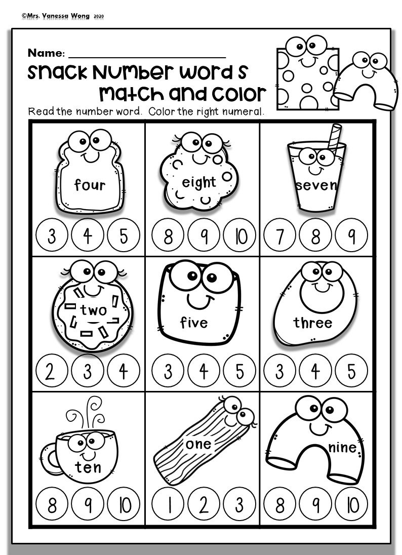 Kindergarten Math Worksheets Numbers 1 10 Number Words Preschool Homeschooling Worksheets Number Worksheets Math Worksheets Preschool Etsy