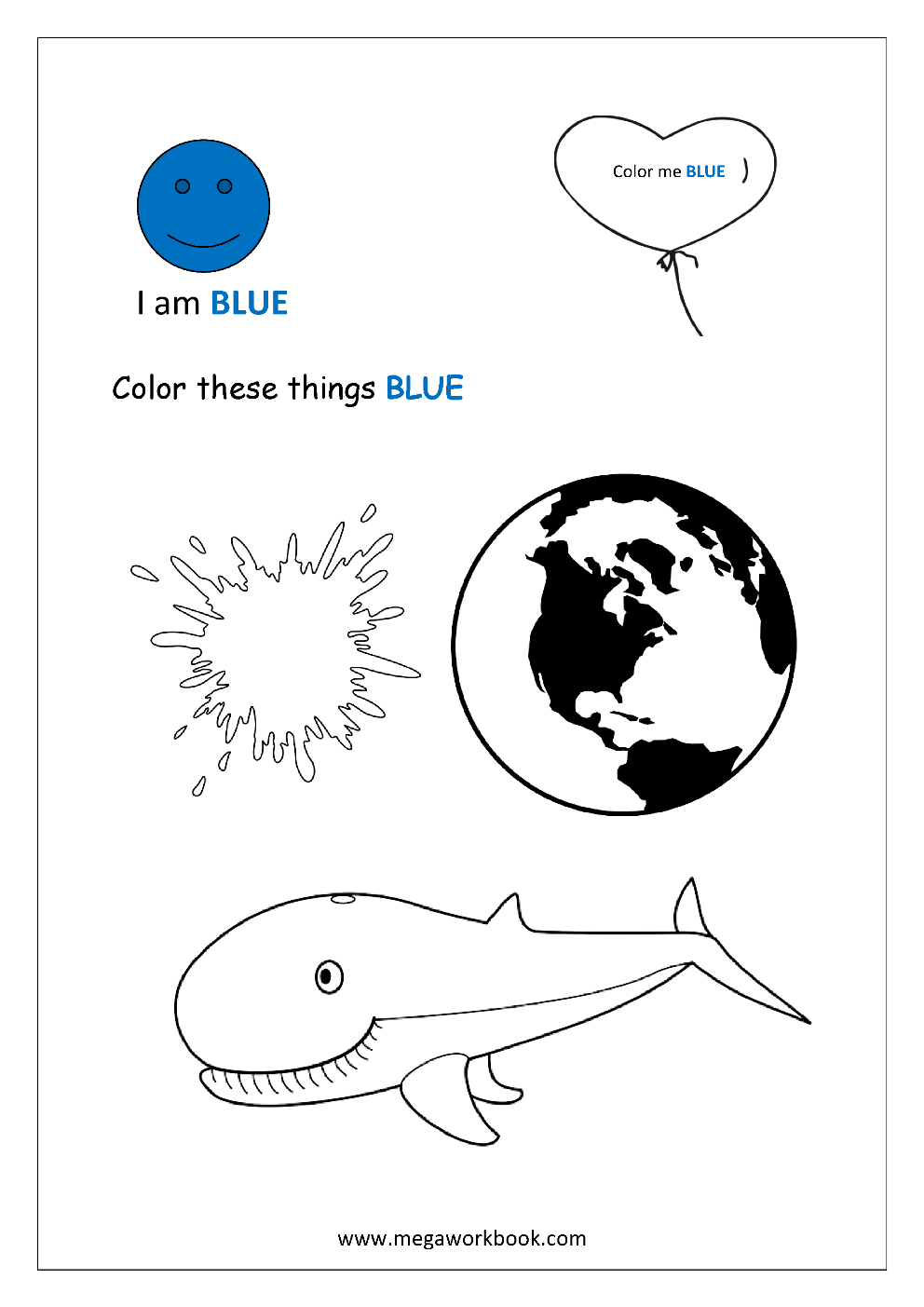 Learn Colors Coloring Pages Color The Things That Are Red Green Blue Yellow Etc MegaWorkbook