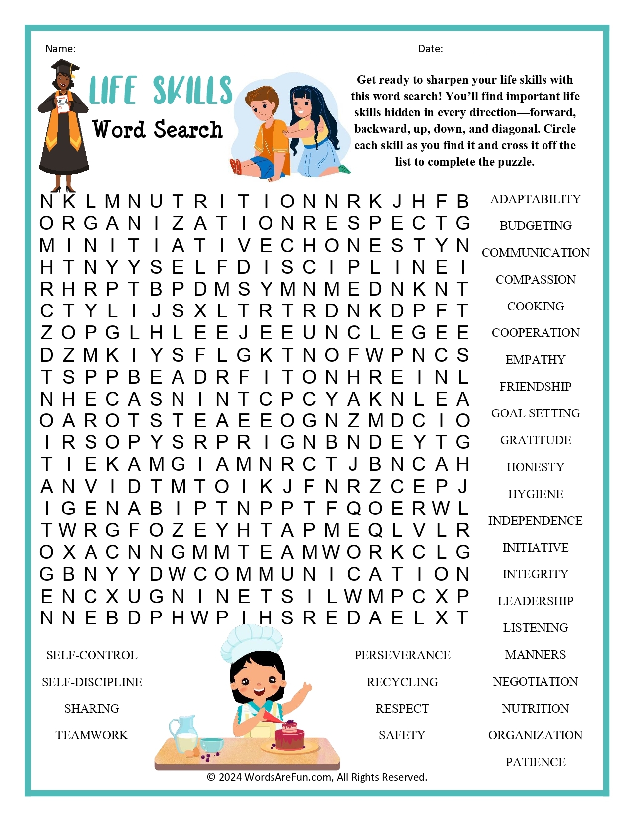 Free Printable Daily Living Skills Worksheets For Adults