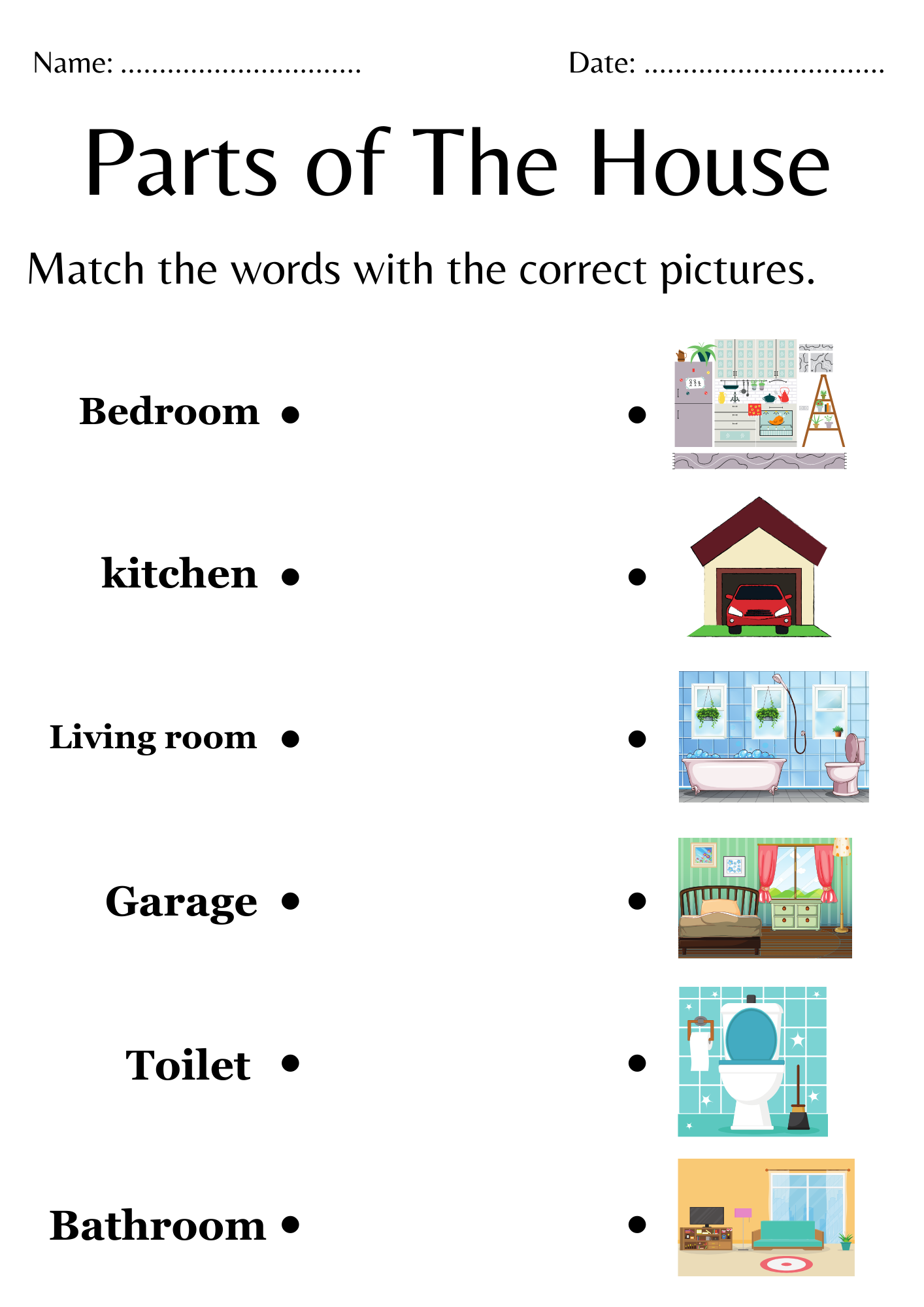 Matching Parts Of The House Worksheet For Kindergarten Trace Parts Of Home Made By Teachers