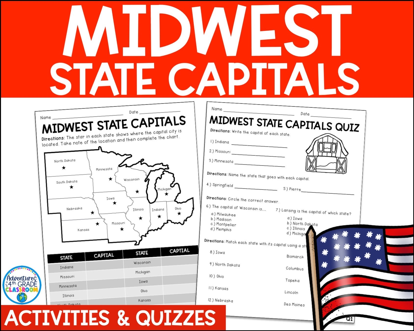 Midwest Region State Capitals Etsy