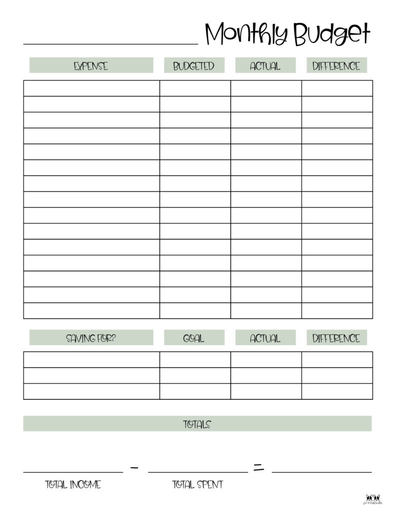 Free Printable Monthly Budget Worksheet Pdf