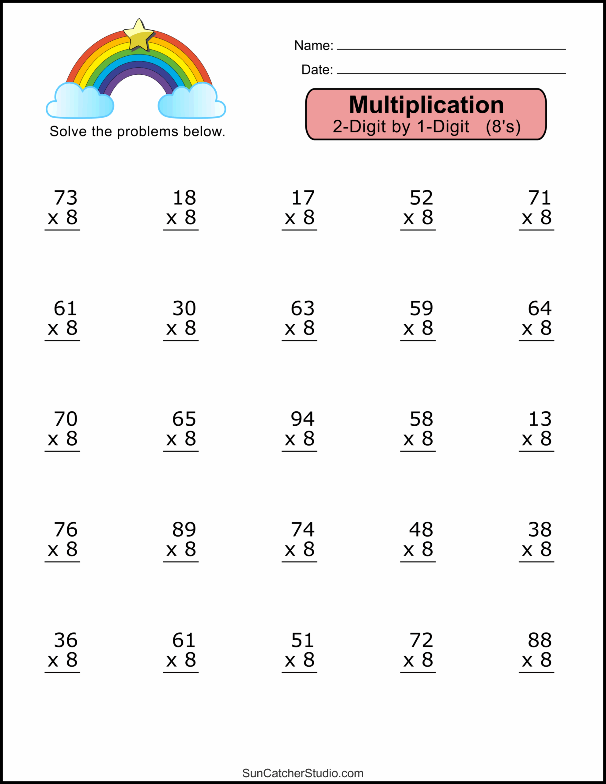 Double Digit Multiplication Printable Worksheets