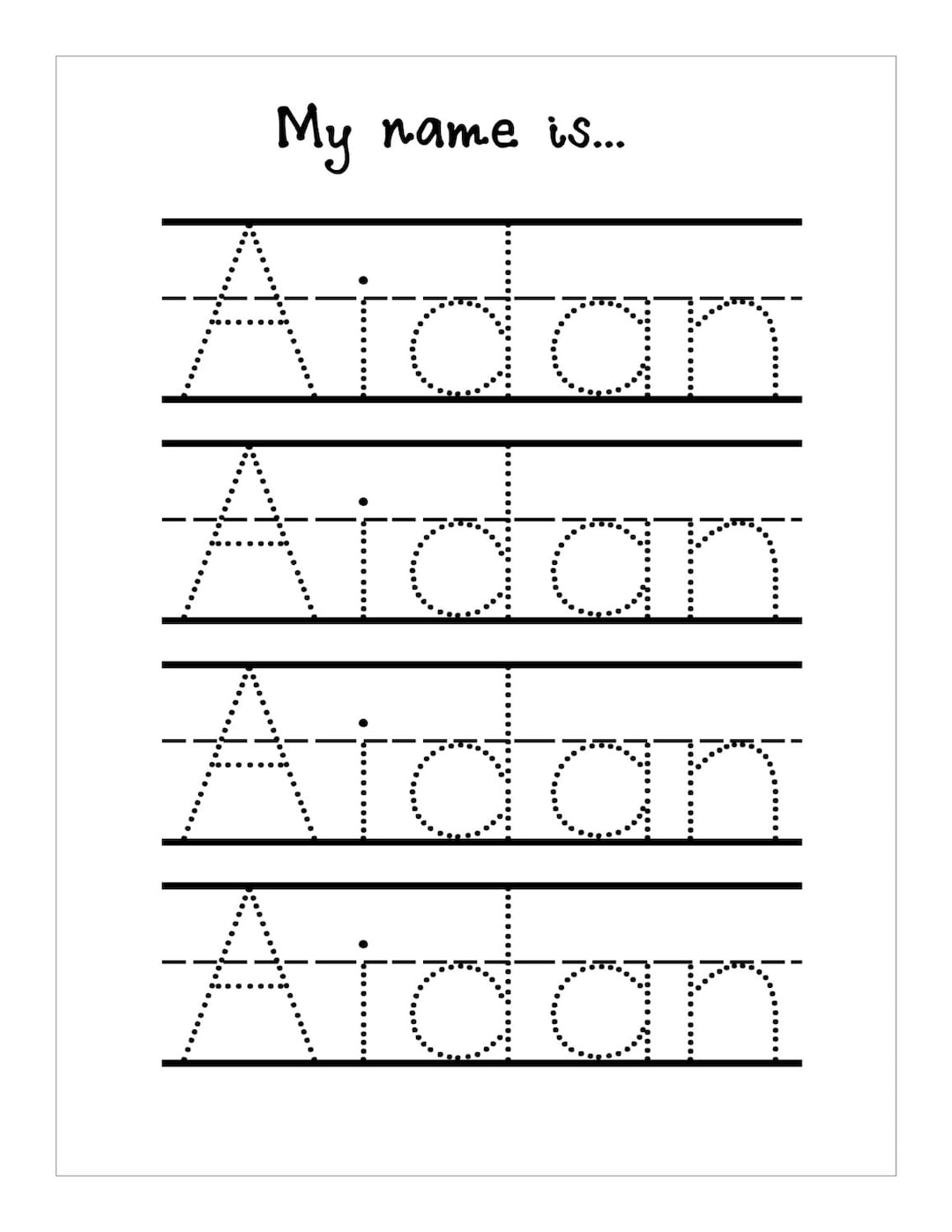 Name Trace Worksheet DIGITAL FILE Printable For Pre Schoolers kindergarteners Etsy Israel