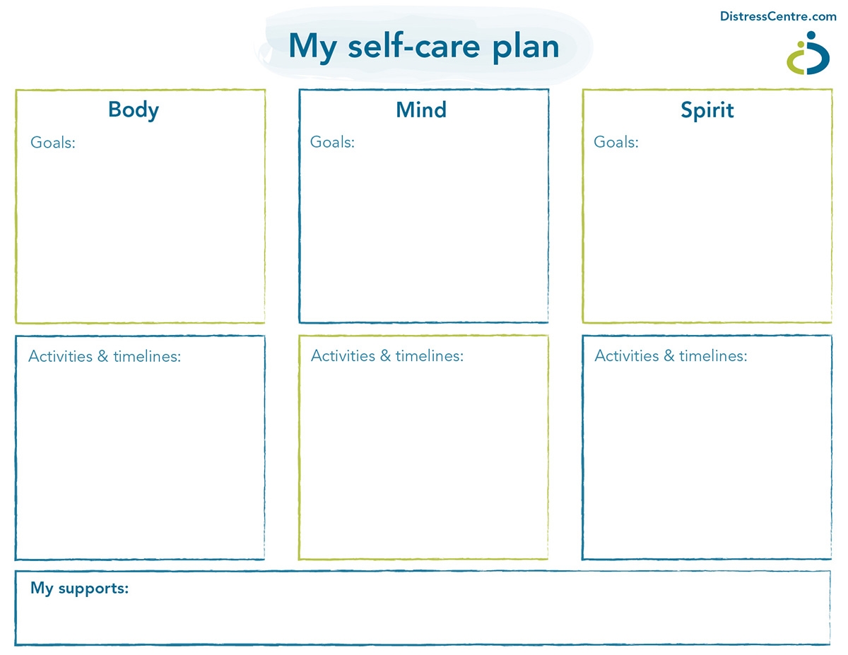 Personalized Self care Plans Distress Centre