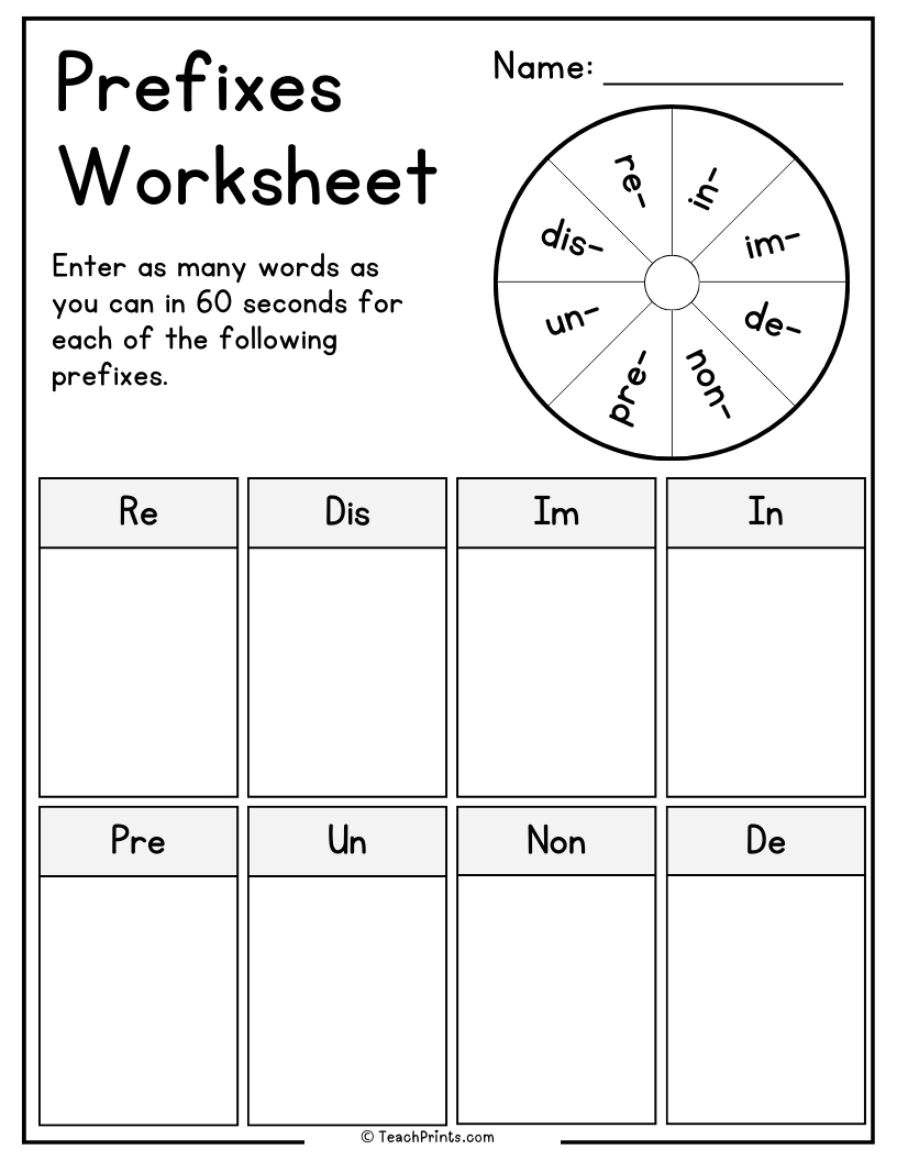 Prefix Worksheets 10 Free PDF Printables Teach Prints