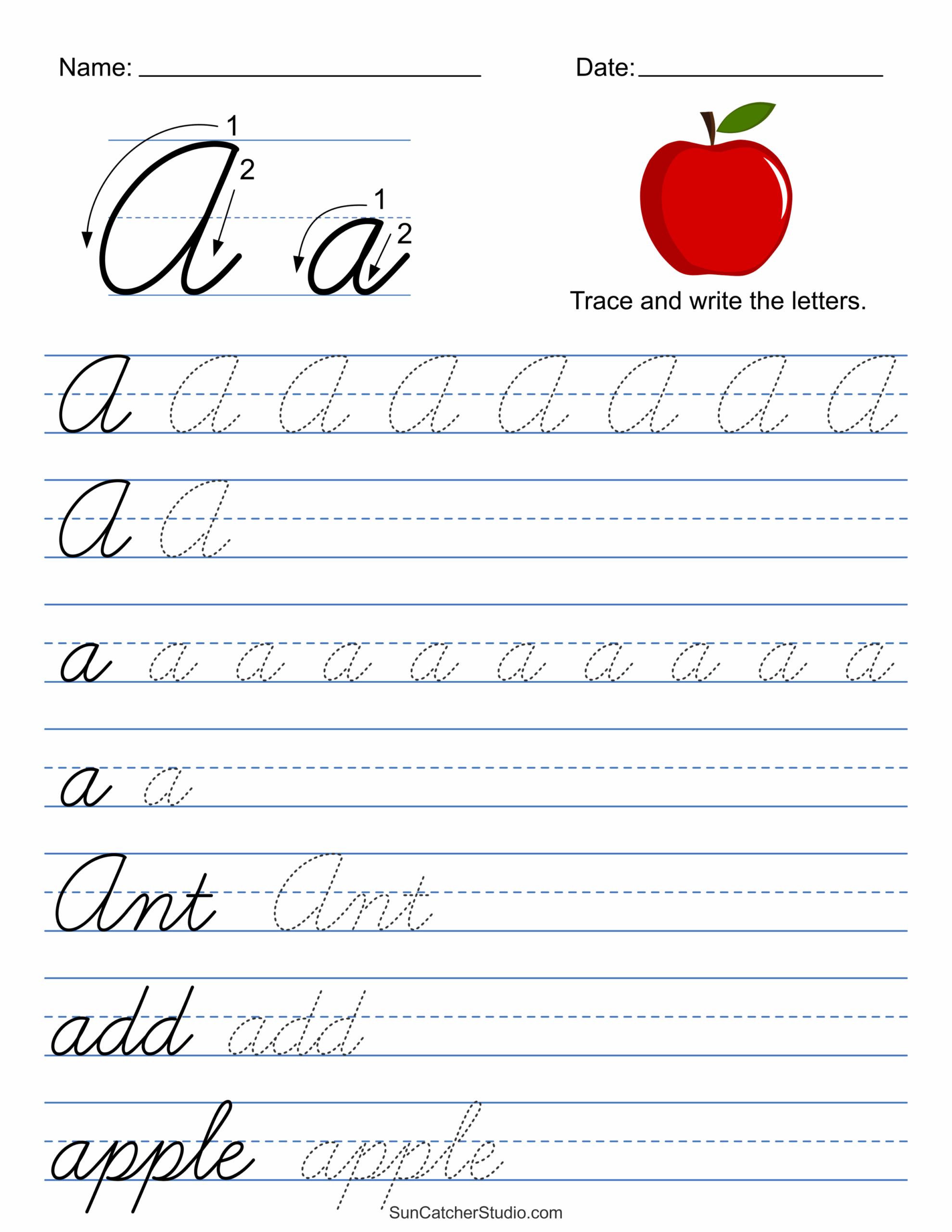 Printable Cursive Handwriting Worksheets Practice Letters Free Printables Monograms Design Tools Patterns DIY Projects
