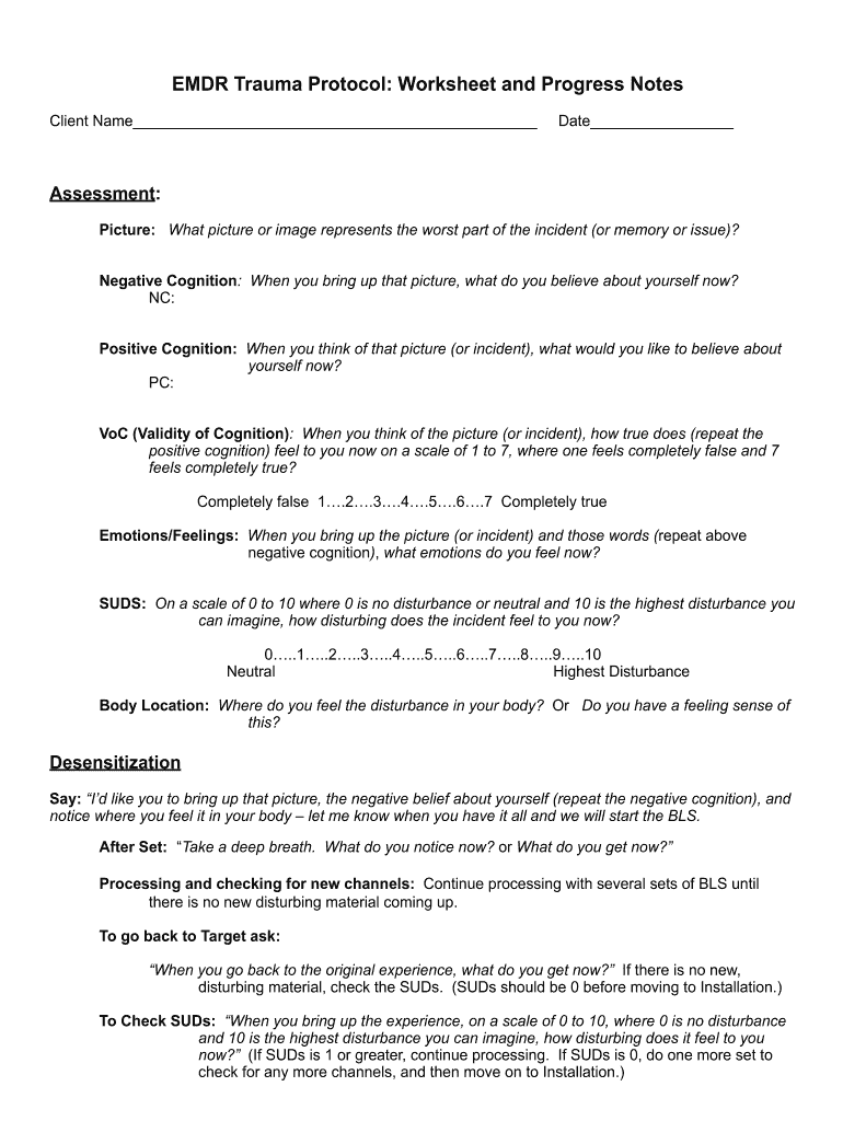 Printable Emdr Worksheets Fill Out Sign Online DocHub
