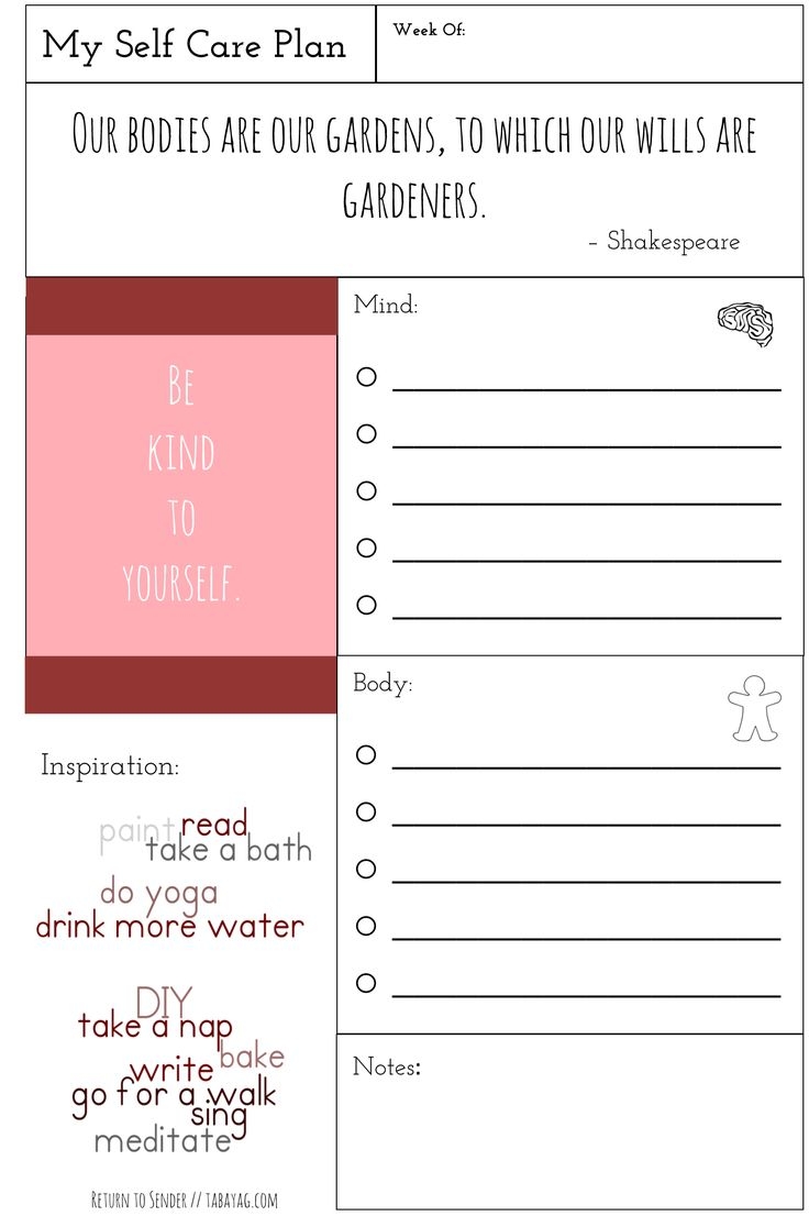 Self Care Plan Image Self Care Worksheets How To Plan Care Plans