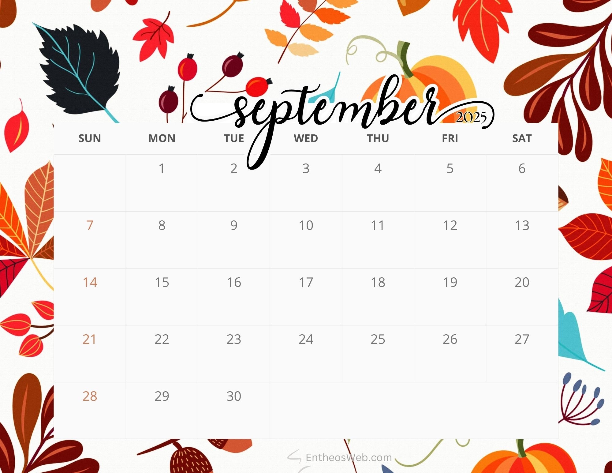Printable Calendar 2025 September